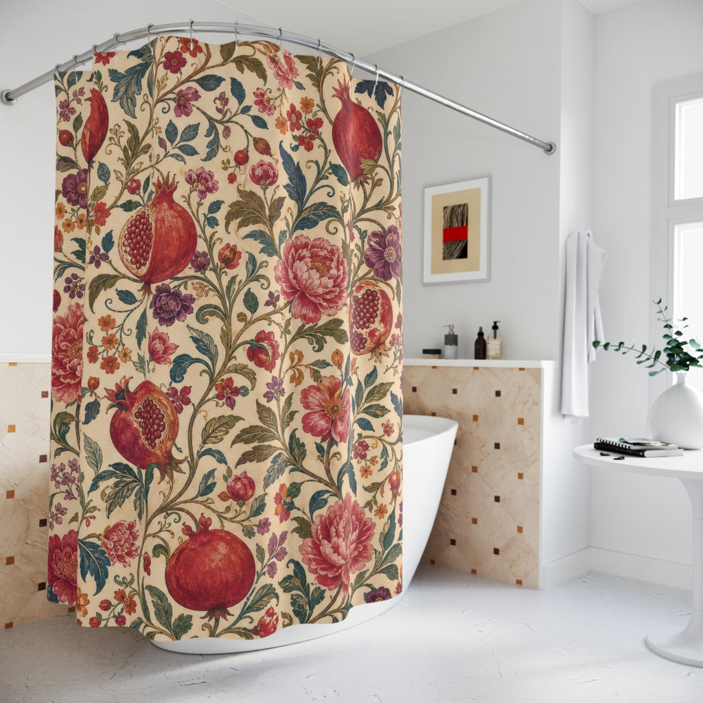 Pomegranate Garden Boho Floral Shower Curtain
