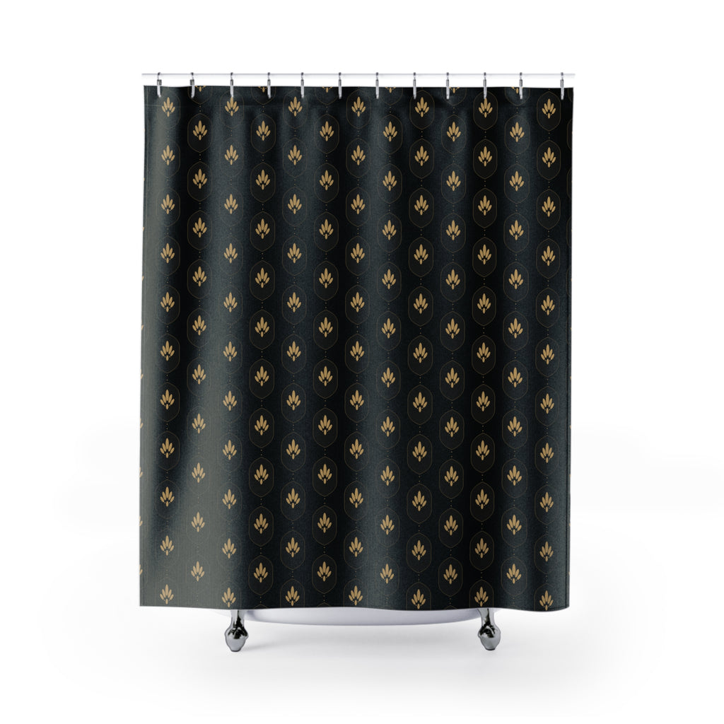 Black & Gold Damask Shower Curtain – Gothic Ogee