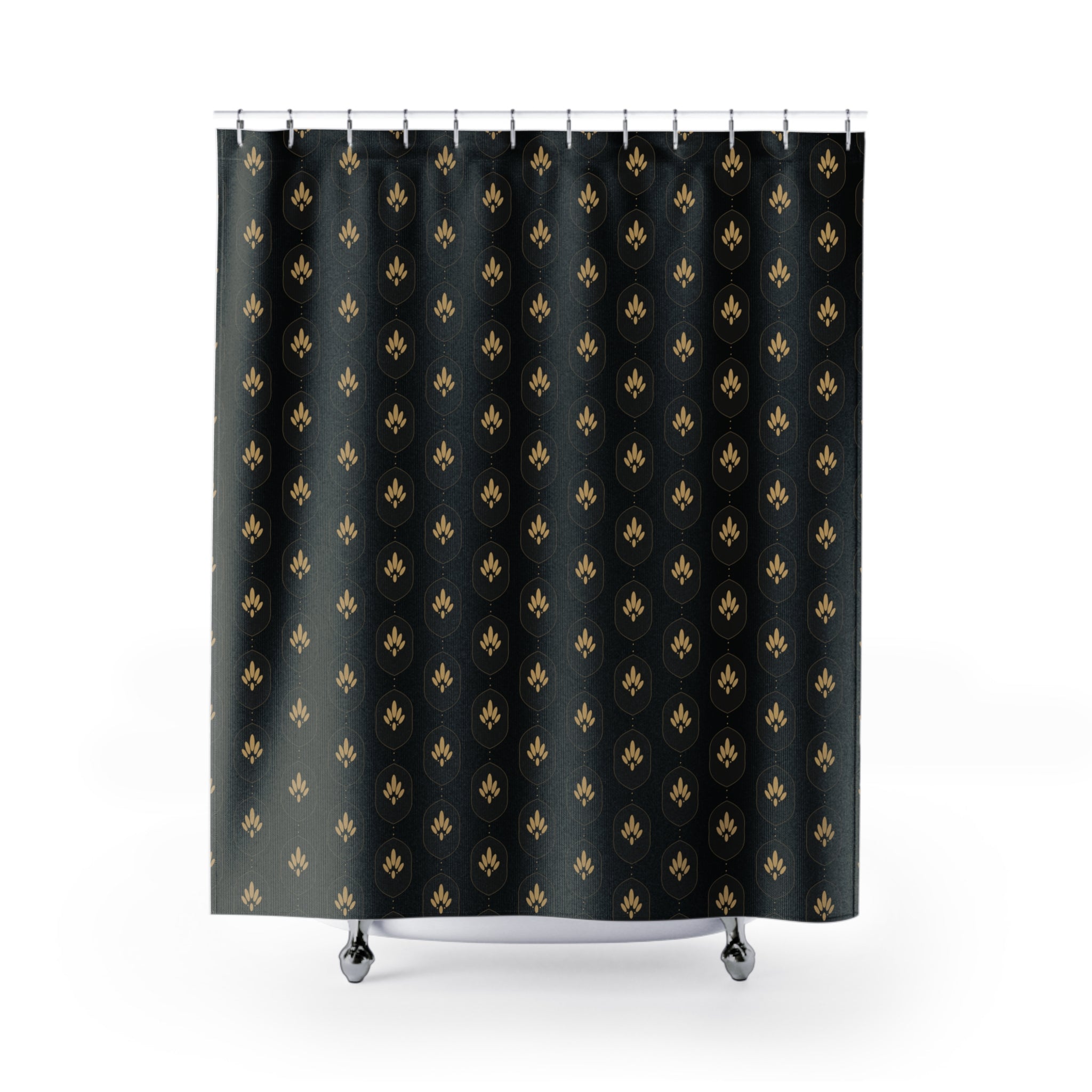 Black & Gold Damask Shower Curtain – Gothic Ogee
