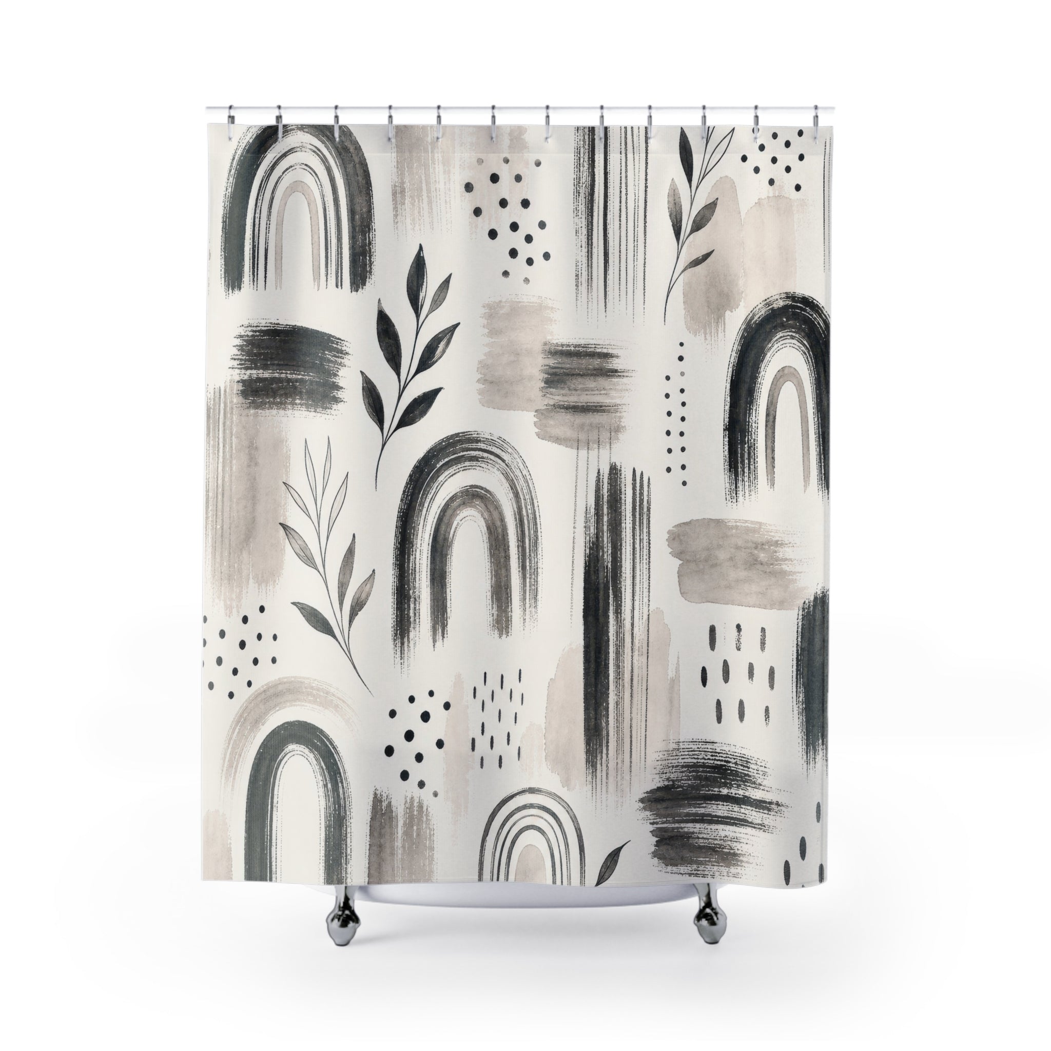 Boho Shower Curtain: Black White Shower Curtain: Black White S