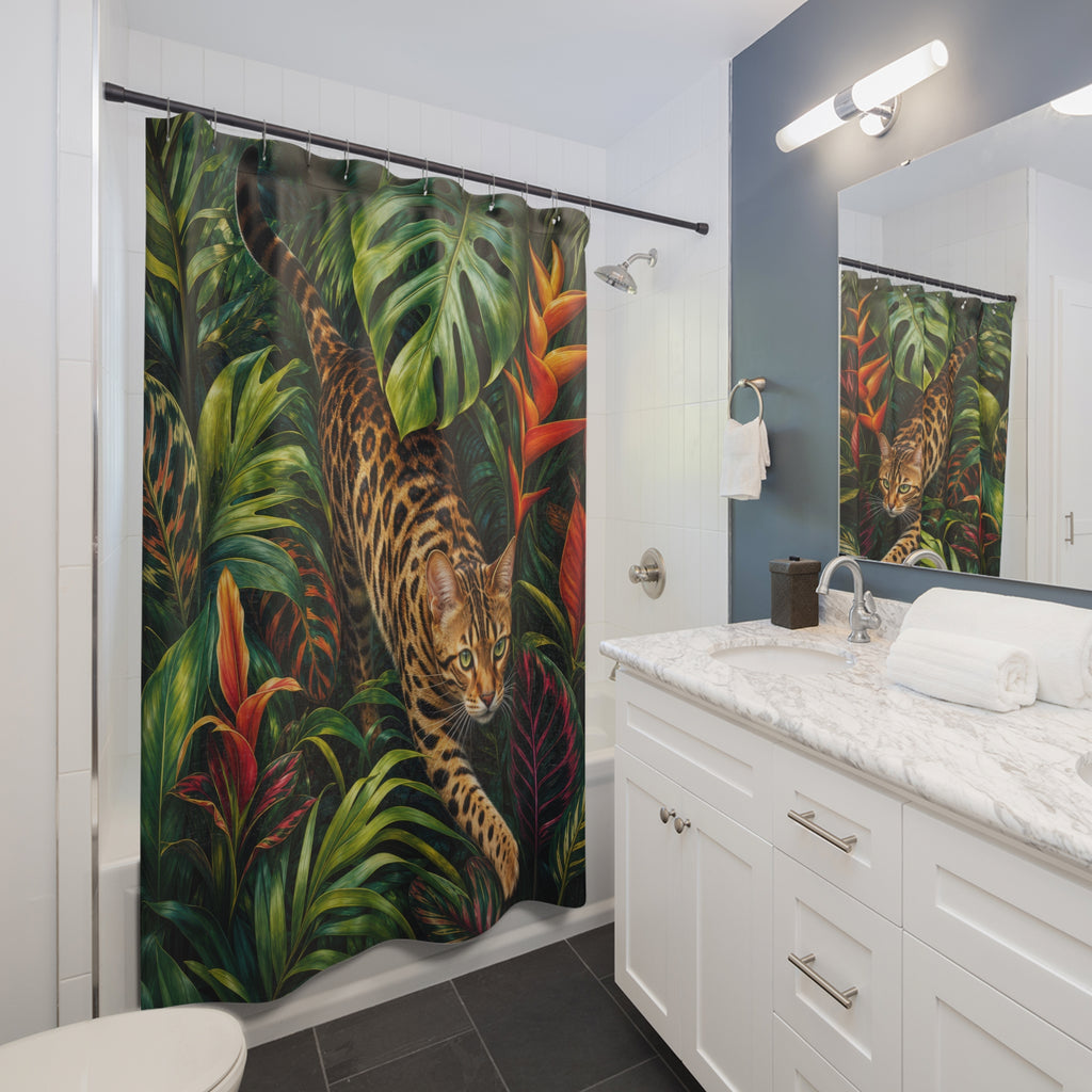 Tropical Bengal Cat Shower Curtain