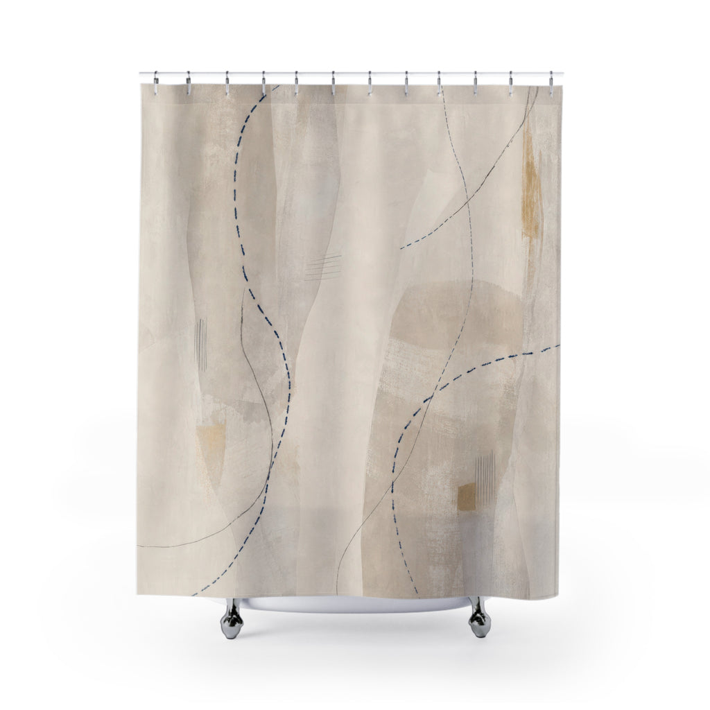 Minimal Abstract White Shower Curtain