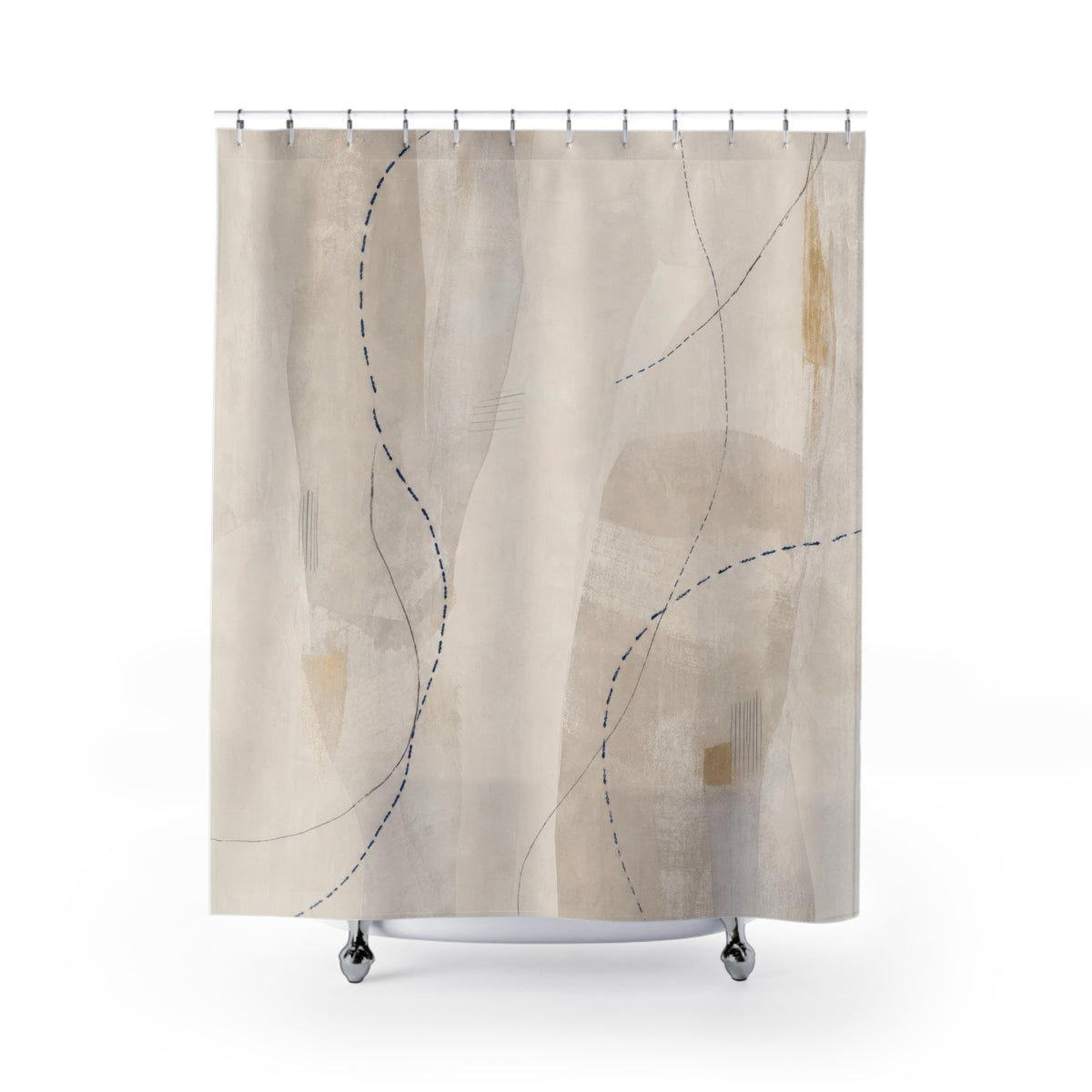 Minimal Abstract White Shower Curtain
