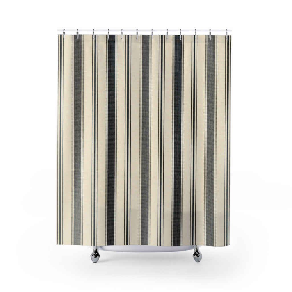 Ivory Black Stripe Shower Curtain
