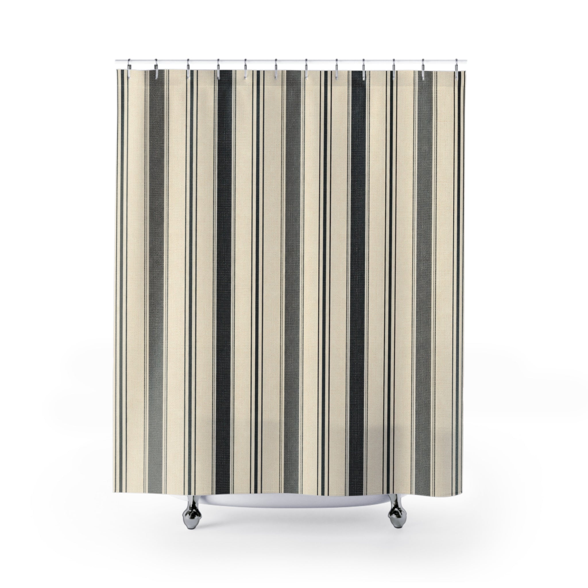 Ivory Black Stripe Shower Curtain