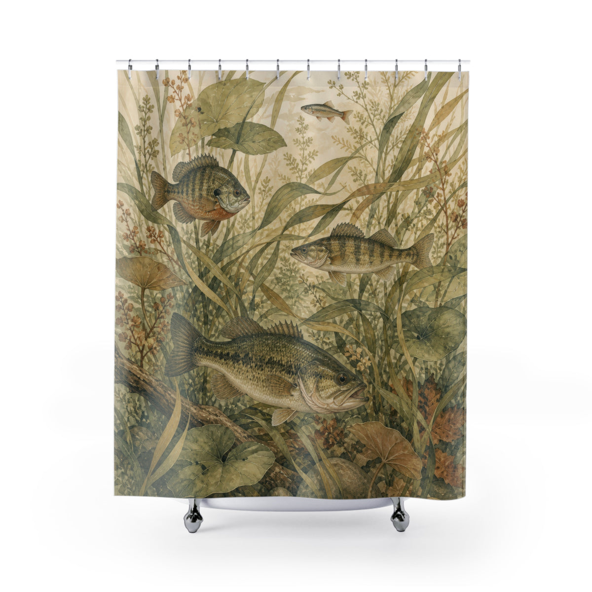 Vintage River Freshwater Fish Shower Curtain