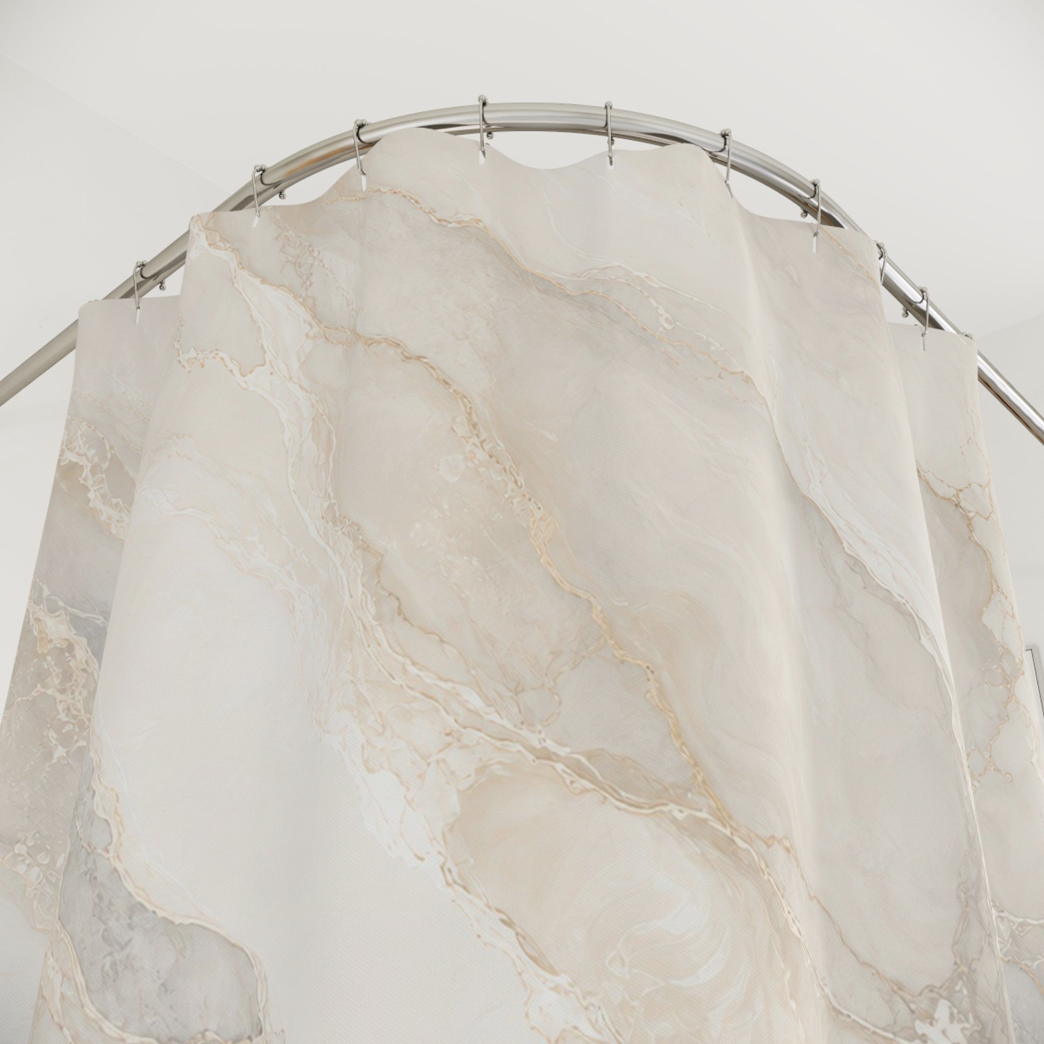 Off White Beige Stone Look Shower Curtain