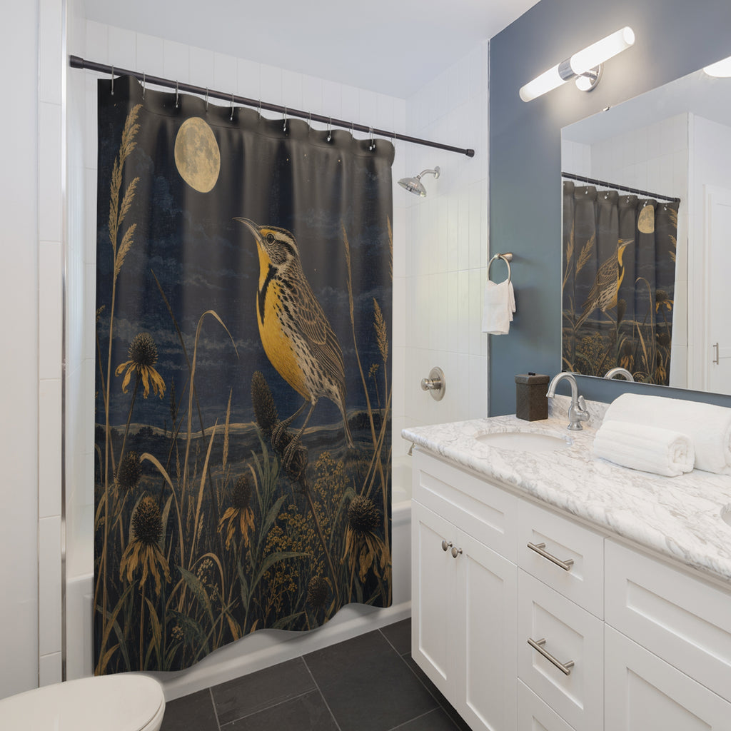 Meadowlark Moonlit Prairie Shower Curtain