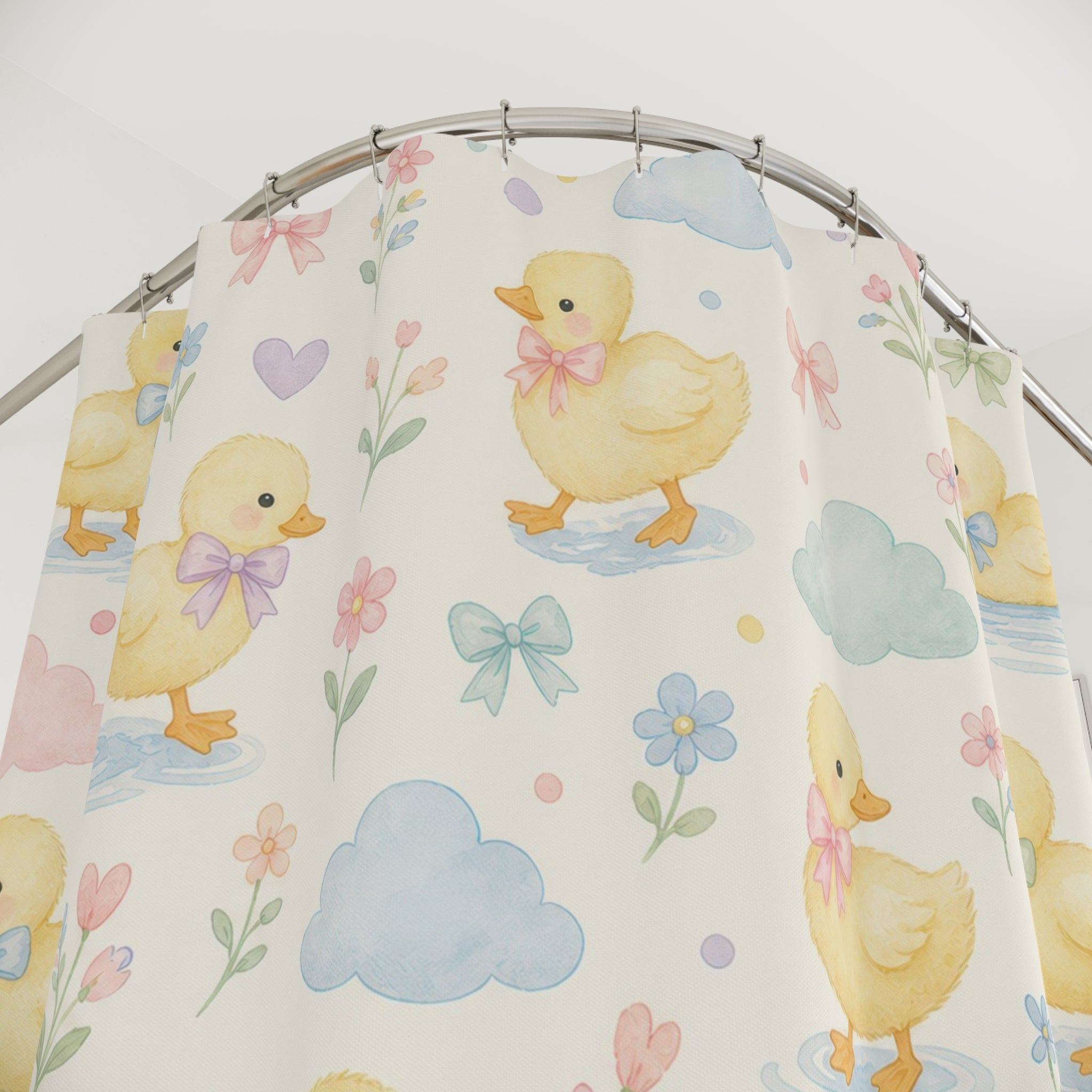 Pastel Duckling Cloud Shower Curtain