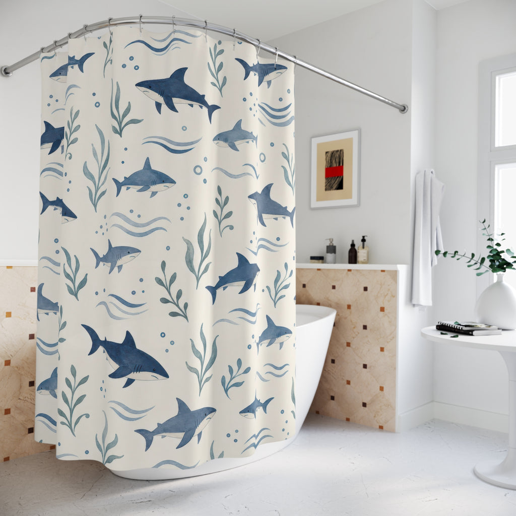 Shark Ocean Shower Curtain: Shark Shower Curtain
