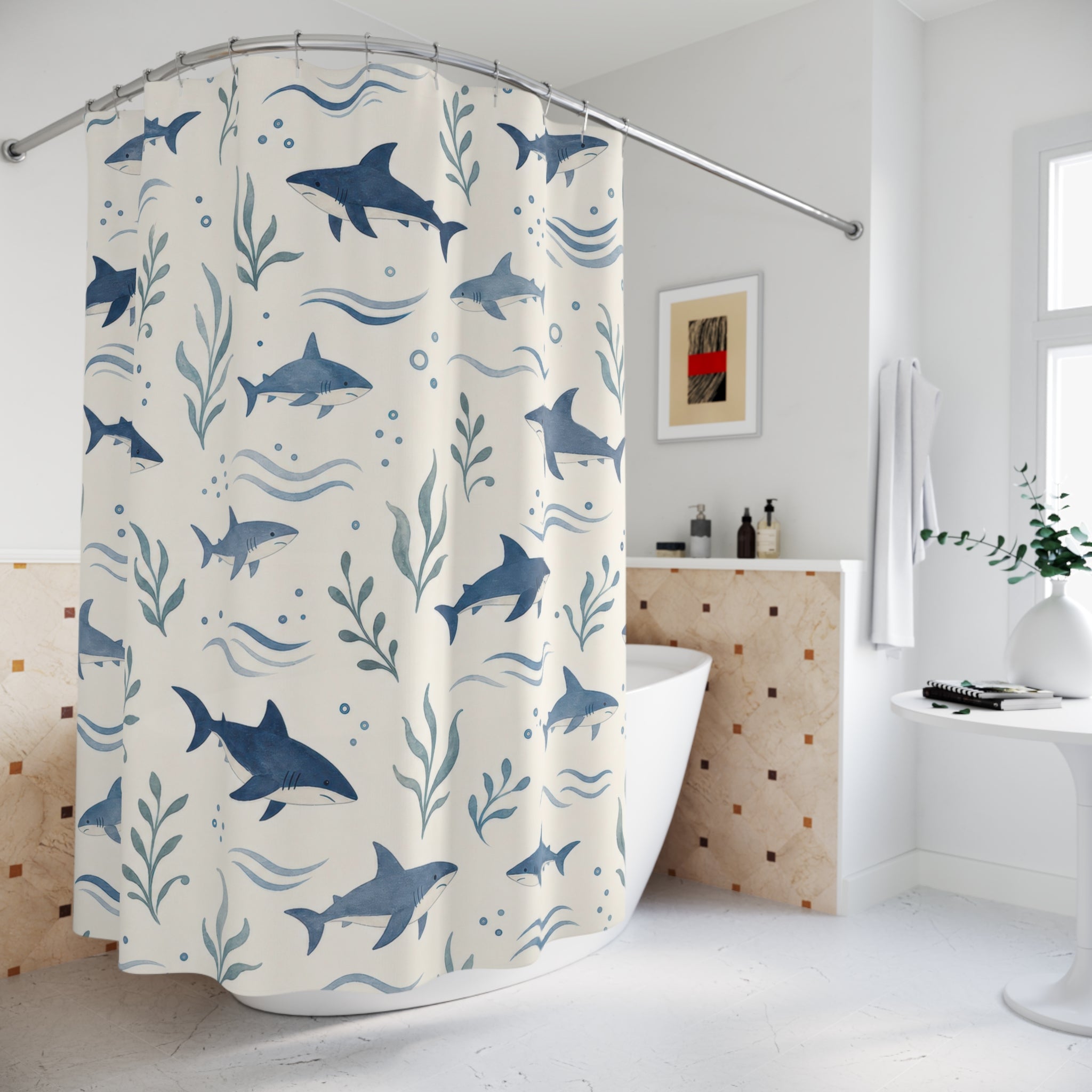 Shark Ocean Shower Curtain: Shark Shower Curtain