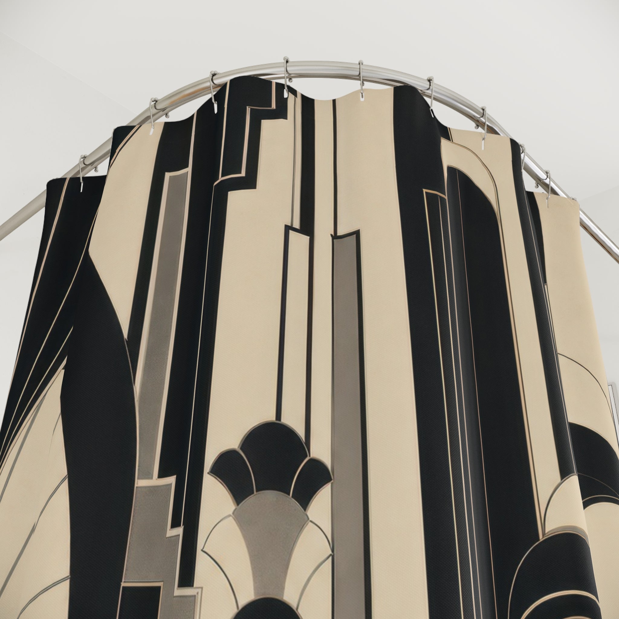 Black White Art Deco Fan Shower Curtain