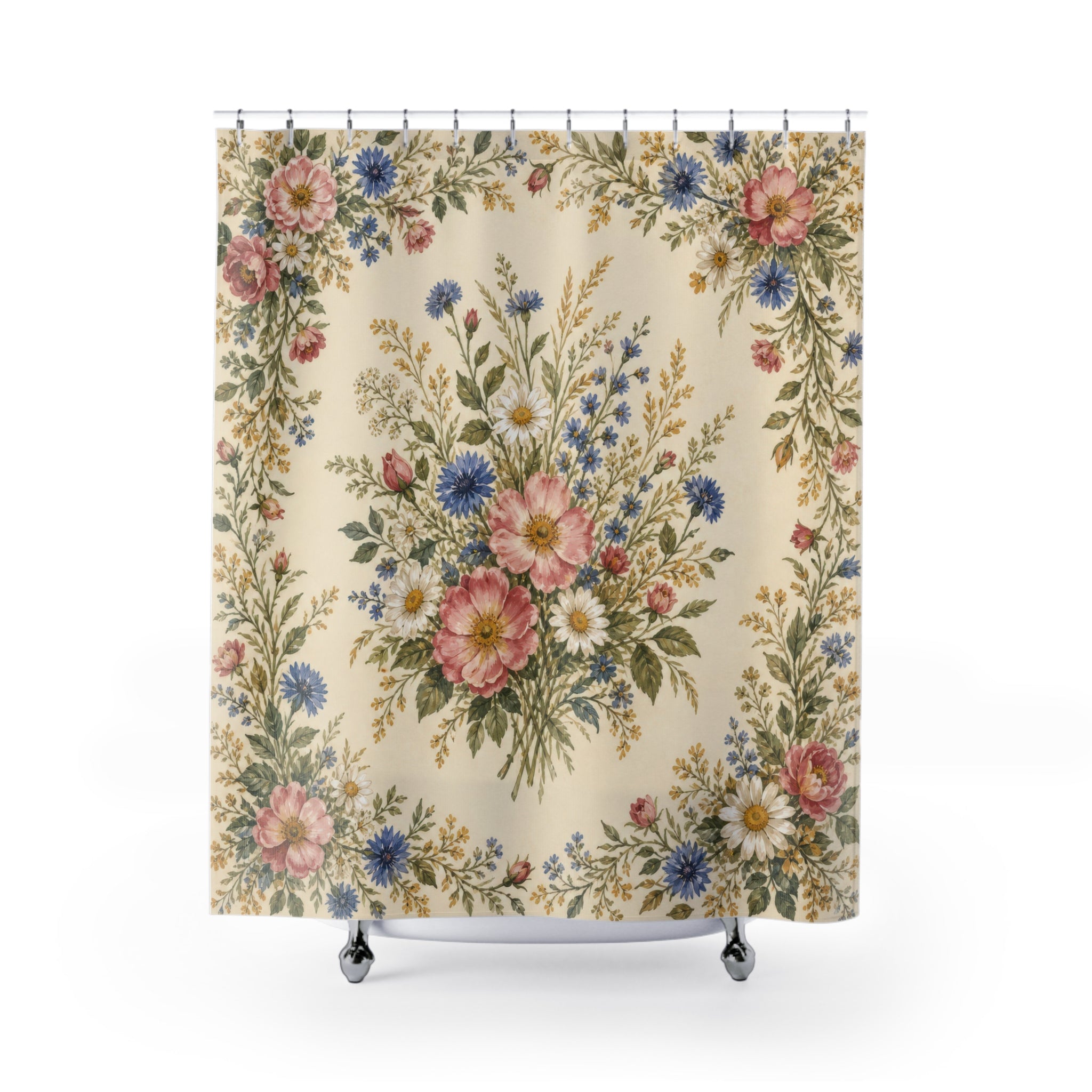 Country Wildflower Wreath Shower Curtain