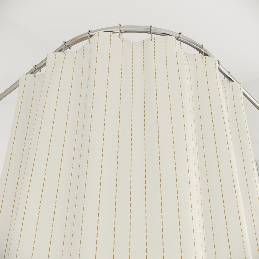 Yellow and White Dash Stripe Shower Curtain