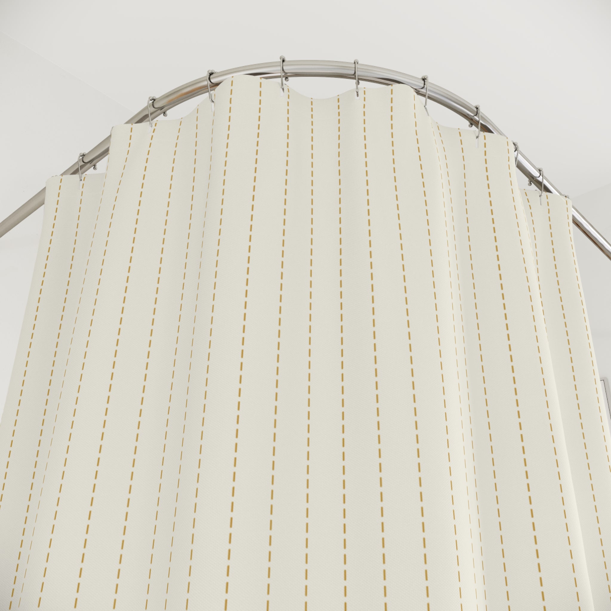 Yellow and White Dash Stripe Shower Curtain