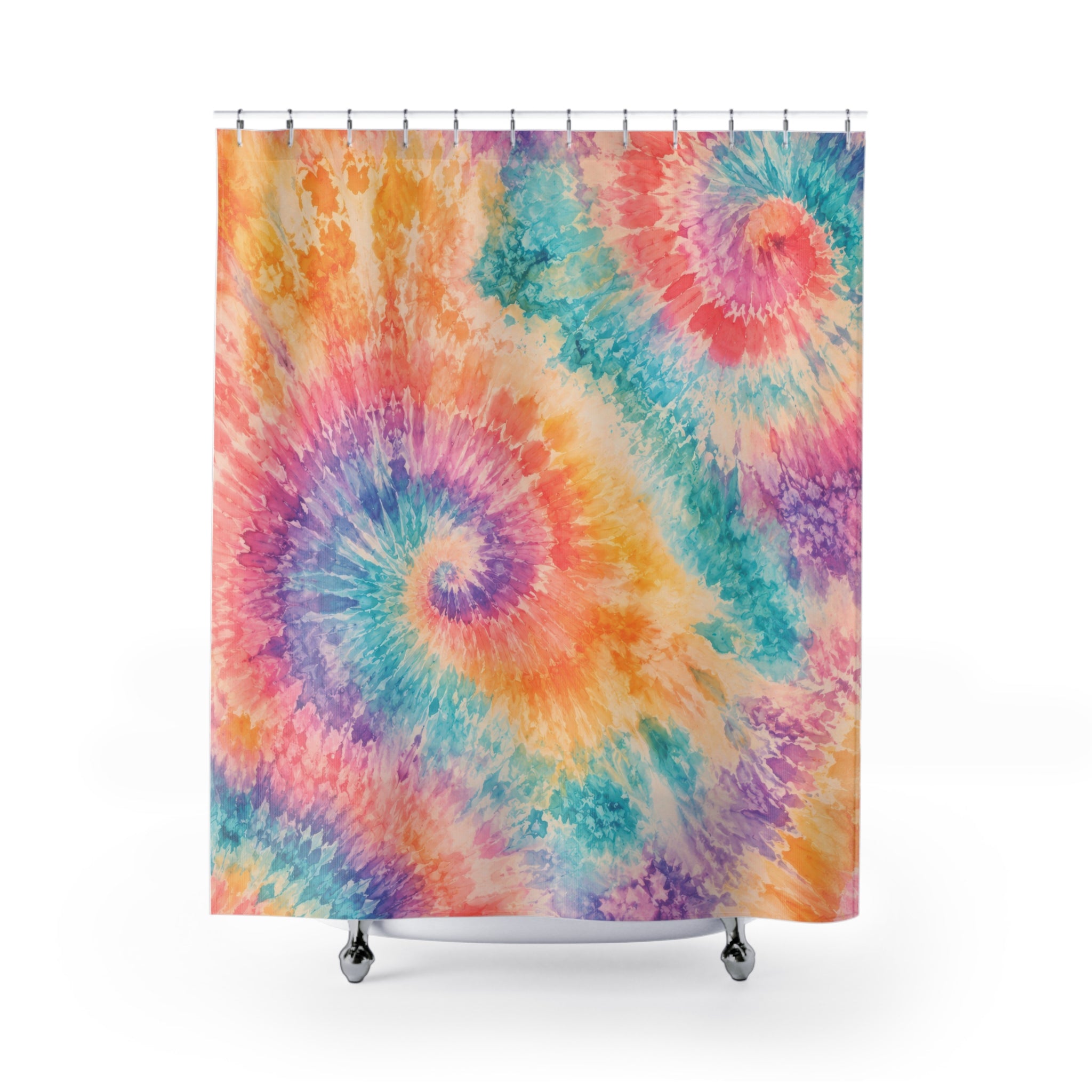 Tie Dye Shower Curtain: Rainbow Watercolor