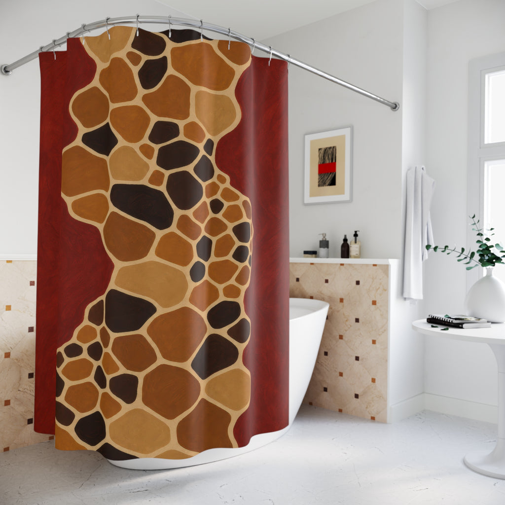 Clay Red Giraffe Cell Shower Curtain