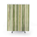 Green Striped Shower Curtain, Sage Olive Vertical Stripe Pattern, Farmhouse Bathroom Decor, Calm Sage Wall Decor Guest Bath Wall Gift