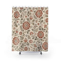 Rust Orange Folk Flower Shower Curtain