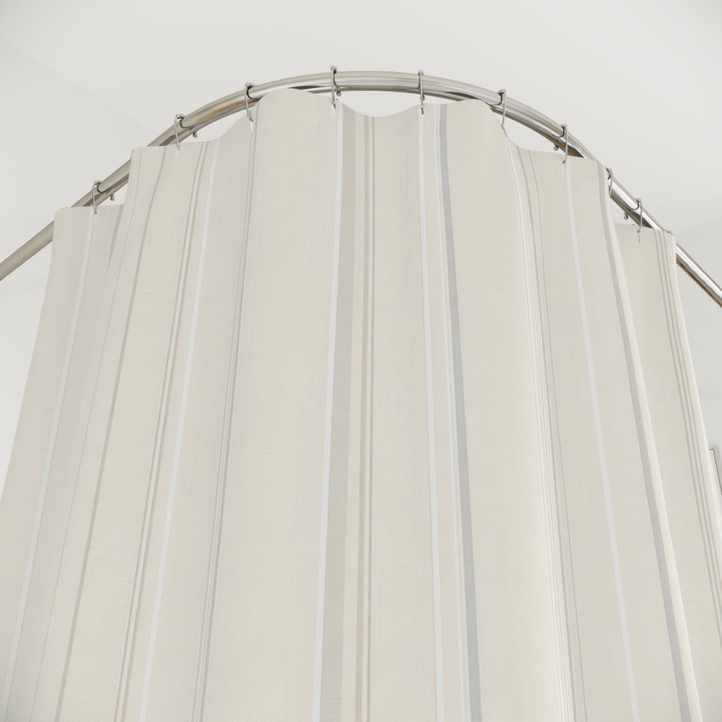 Cream Beige Fine Pinstripe Shower Curtain