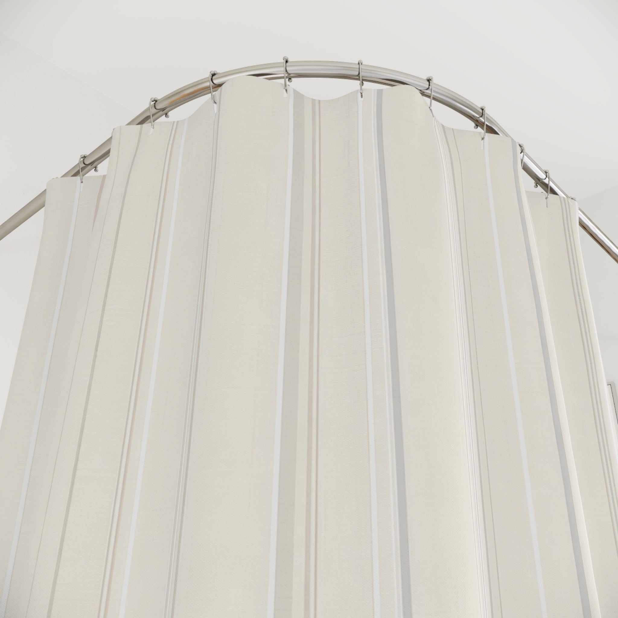 Cream Beige Fine Pinstripe Shower Curtain