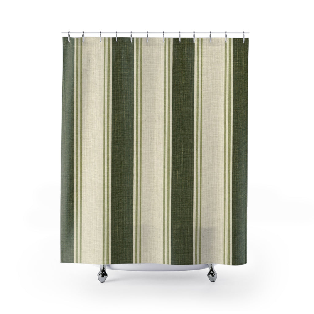Cypress Green Stripe Shower Curtain