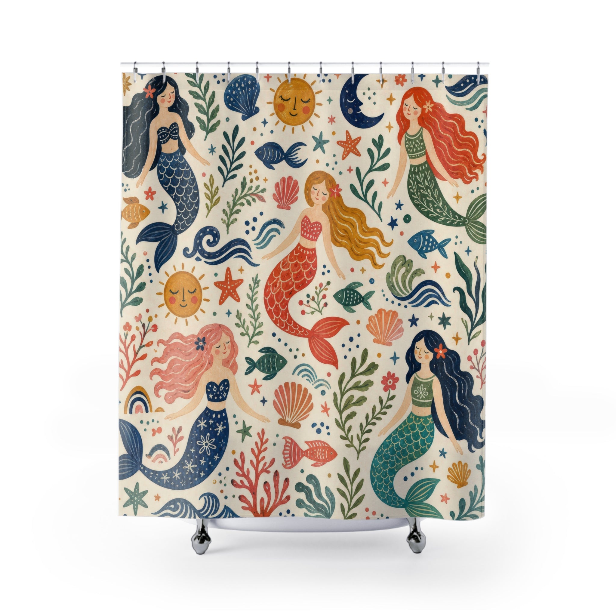 Colorful Ocean Repeat Shower Curtain
