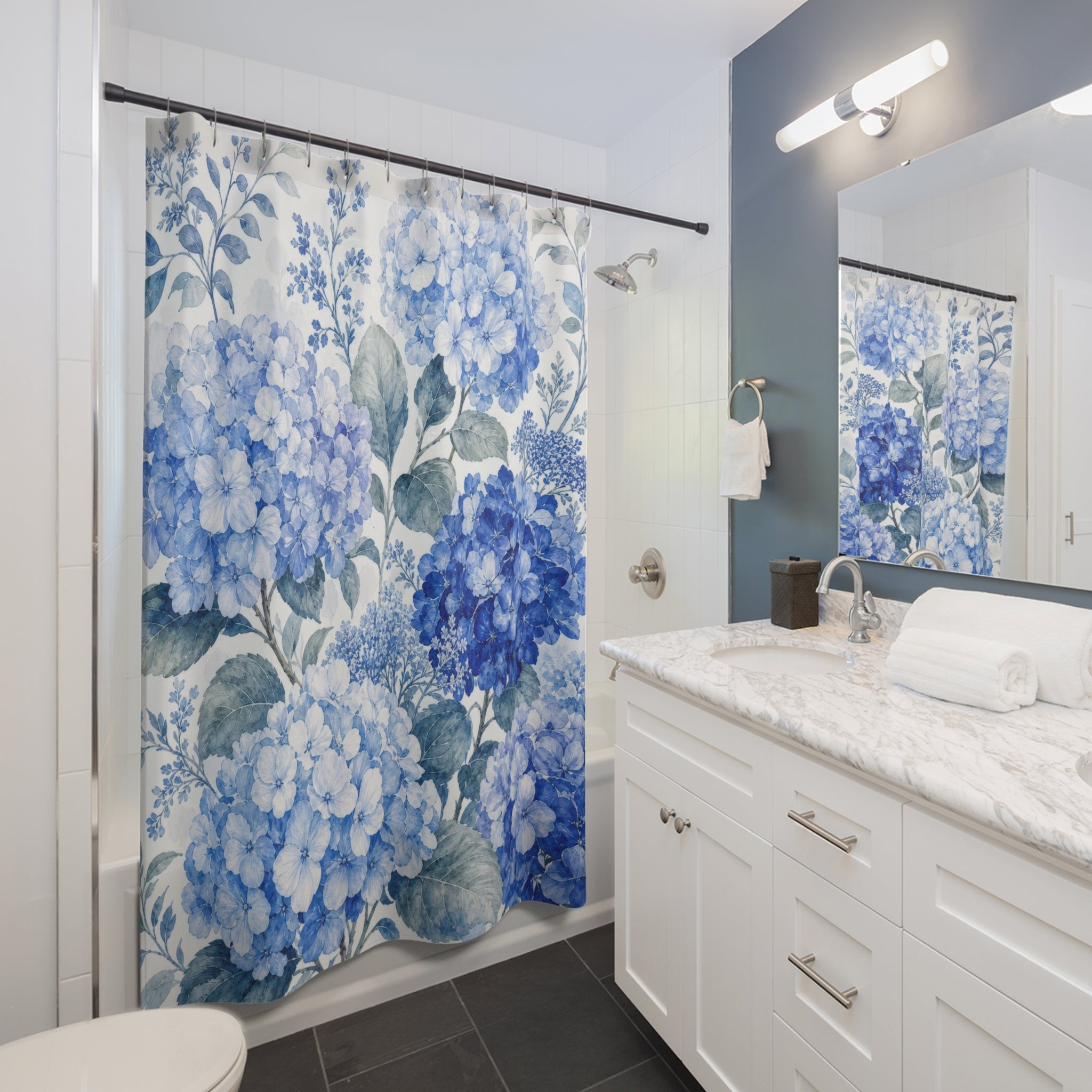 Blue Hydrangea Shower Curtain