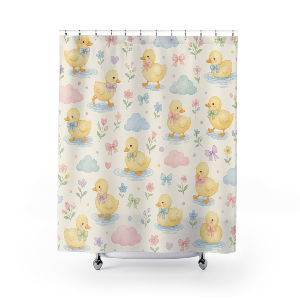 Pastel Duckling Cloud Shower Curtain