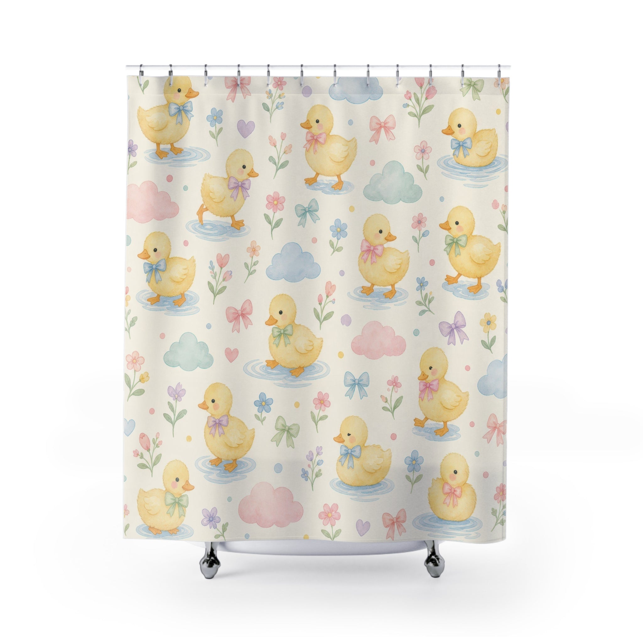 Pastel Duckling Cloud Shower Curtain