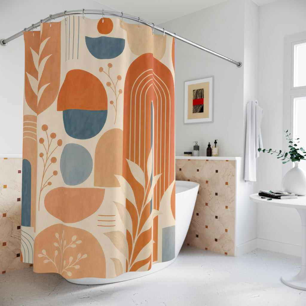 Mid Century Orange Shower Curtain
