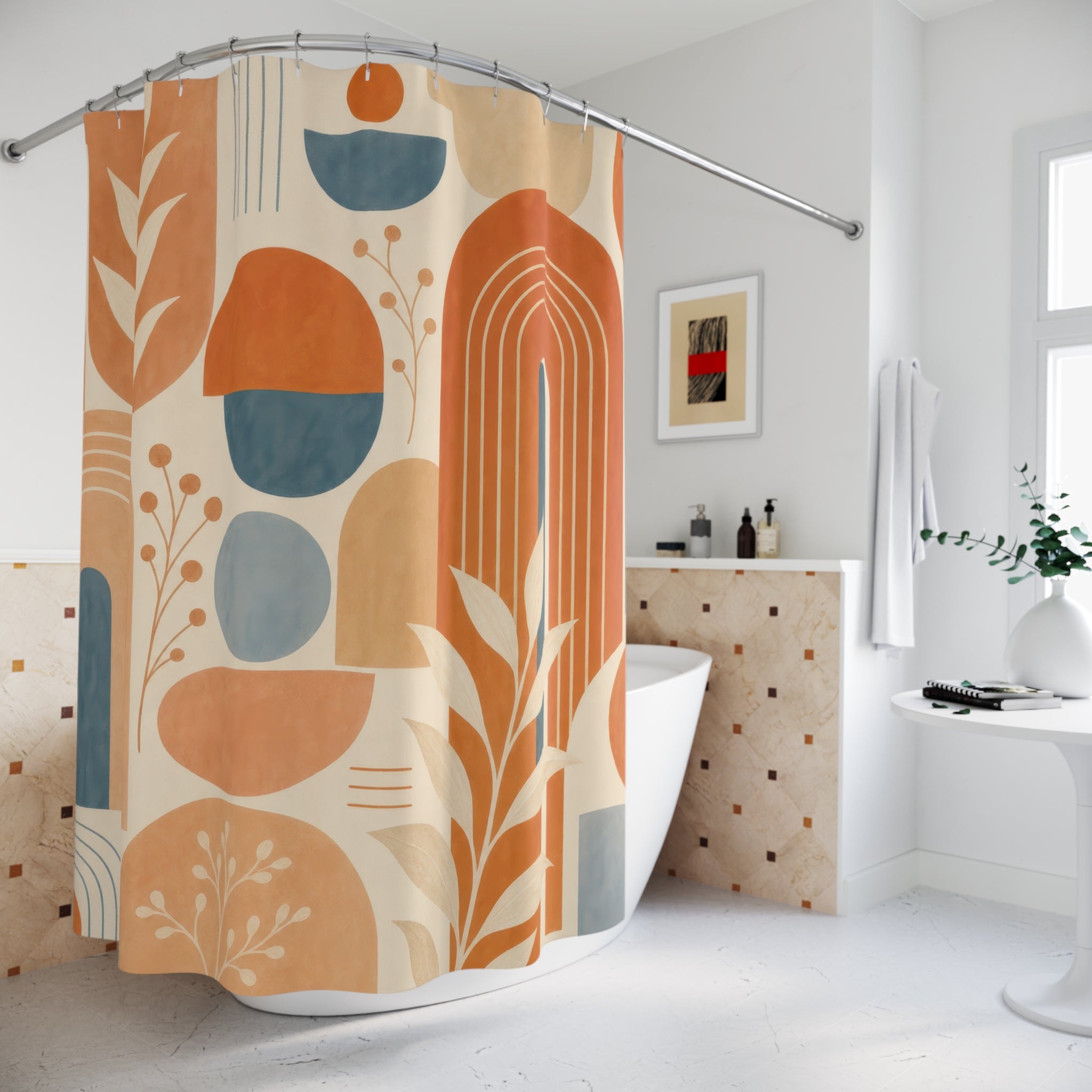 Mid Century Orange Shower Curtain