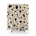 Black Cream Speckled Stone Shower Curtain
