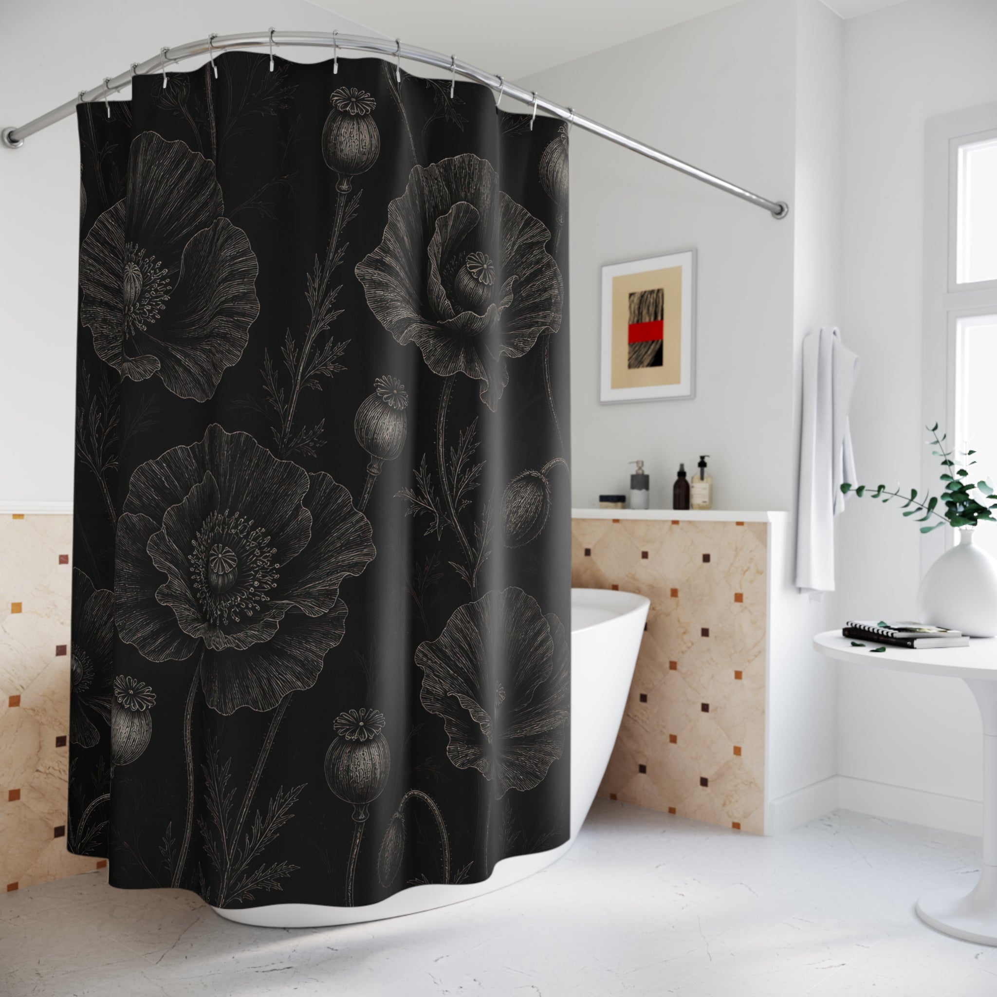 Gothic Poppy Flower Shower Curtain