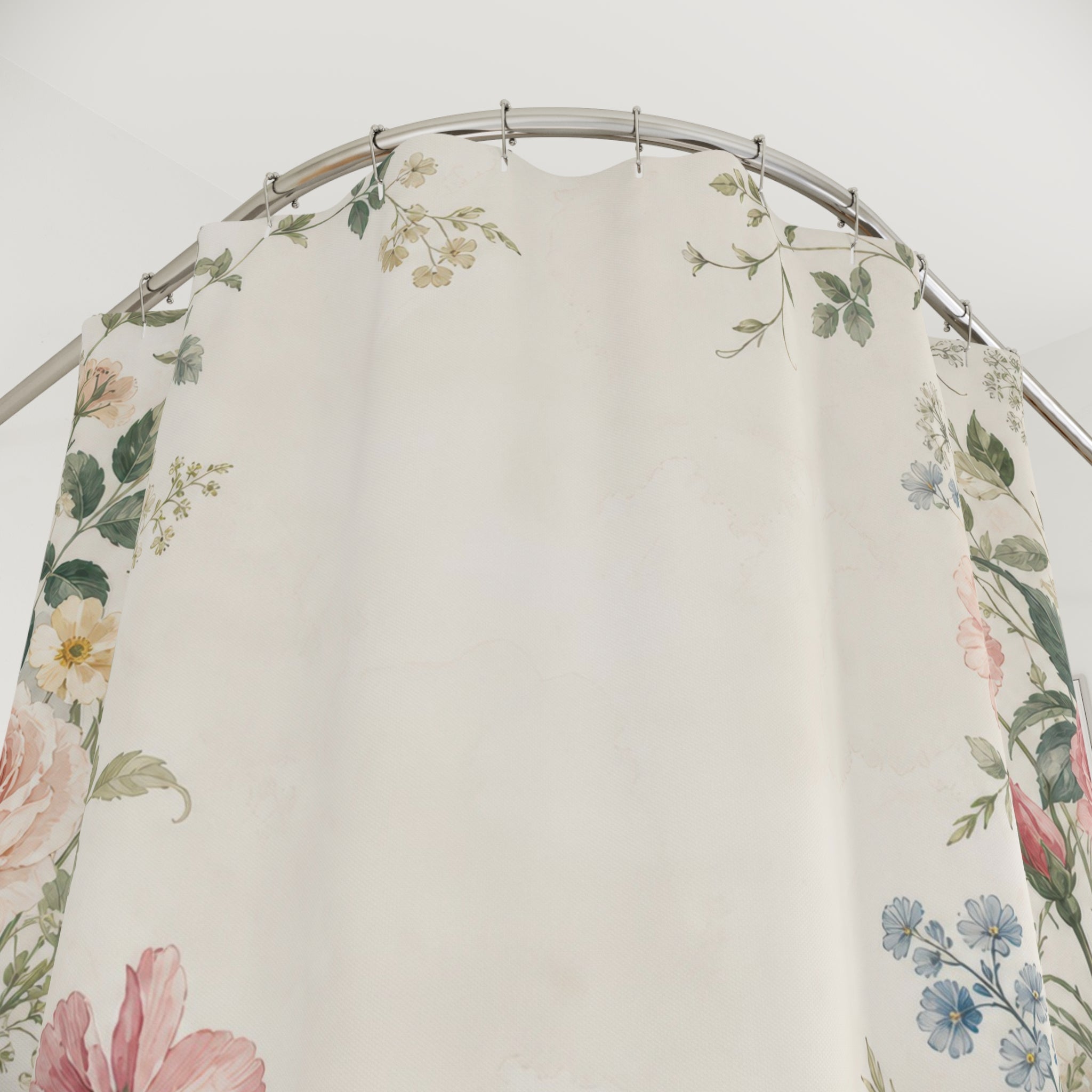 Pink Rose Garden Border Shower Curtain