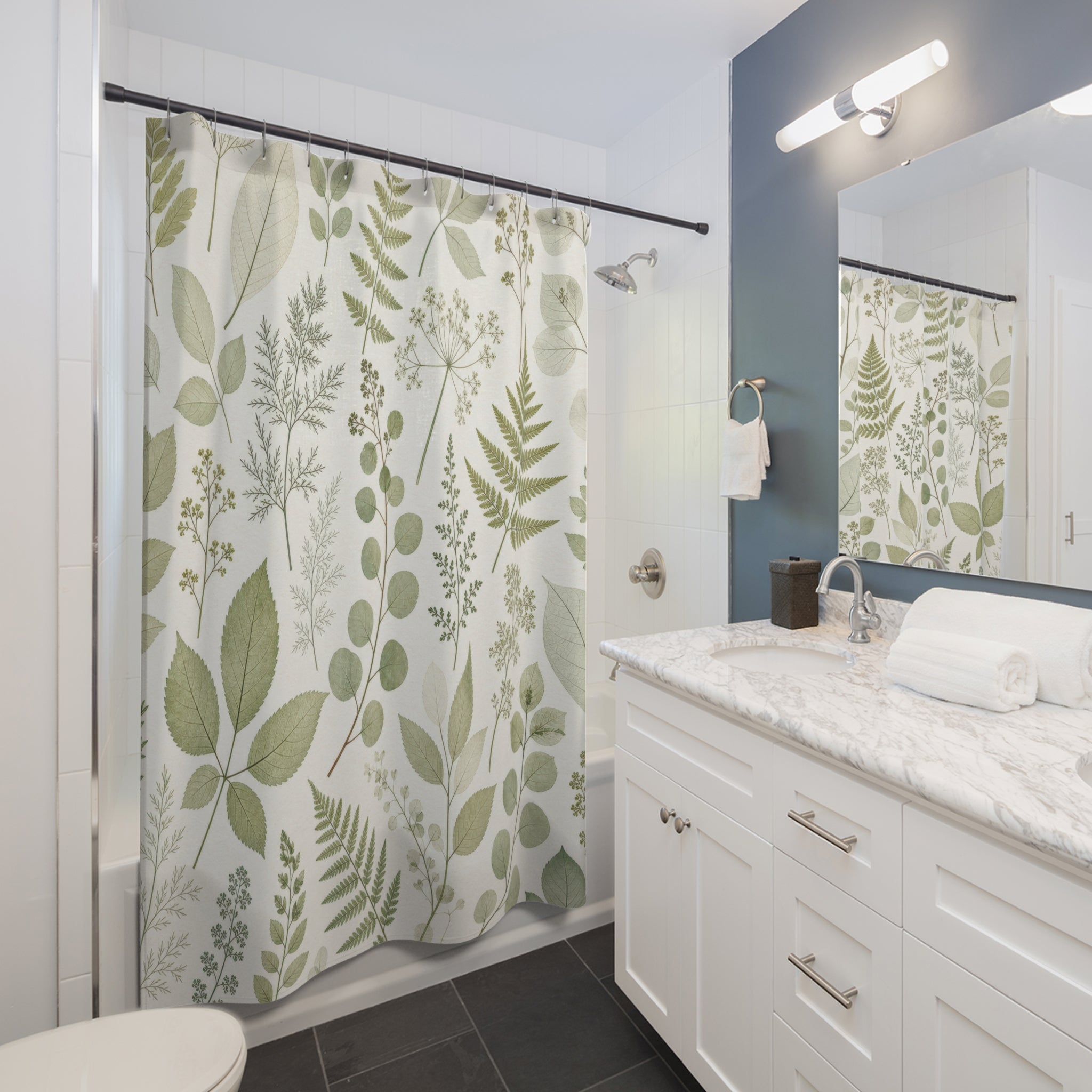Green Fern Eucalyptus Shower Curtain