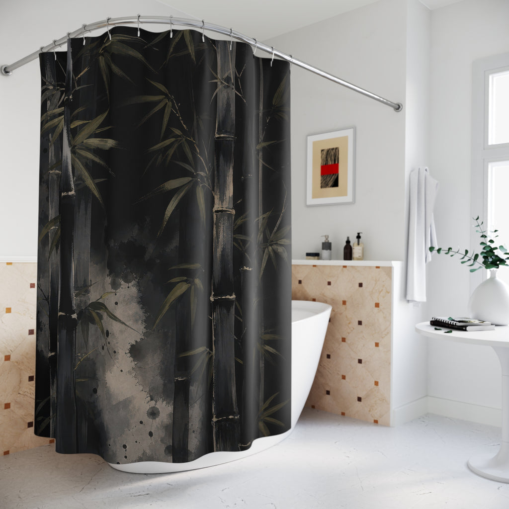 Dark Bamboo Botanical Shower Curtain