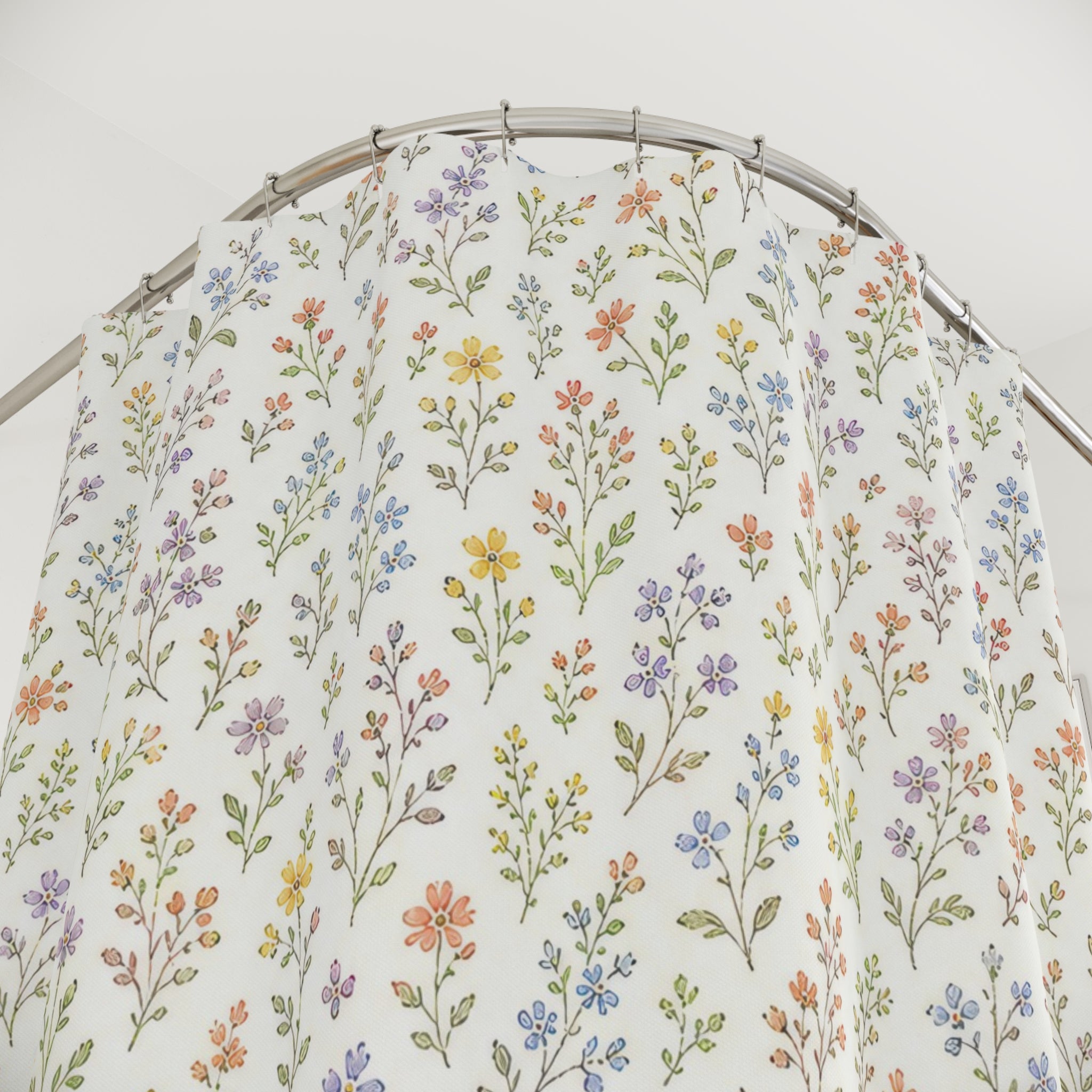 Multicolor Ditsy Wildflower Shower Curtain