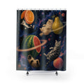 Cosmic Cats and Fruit Planets Shower Curtain