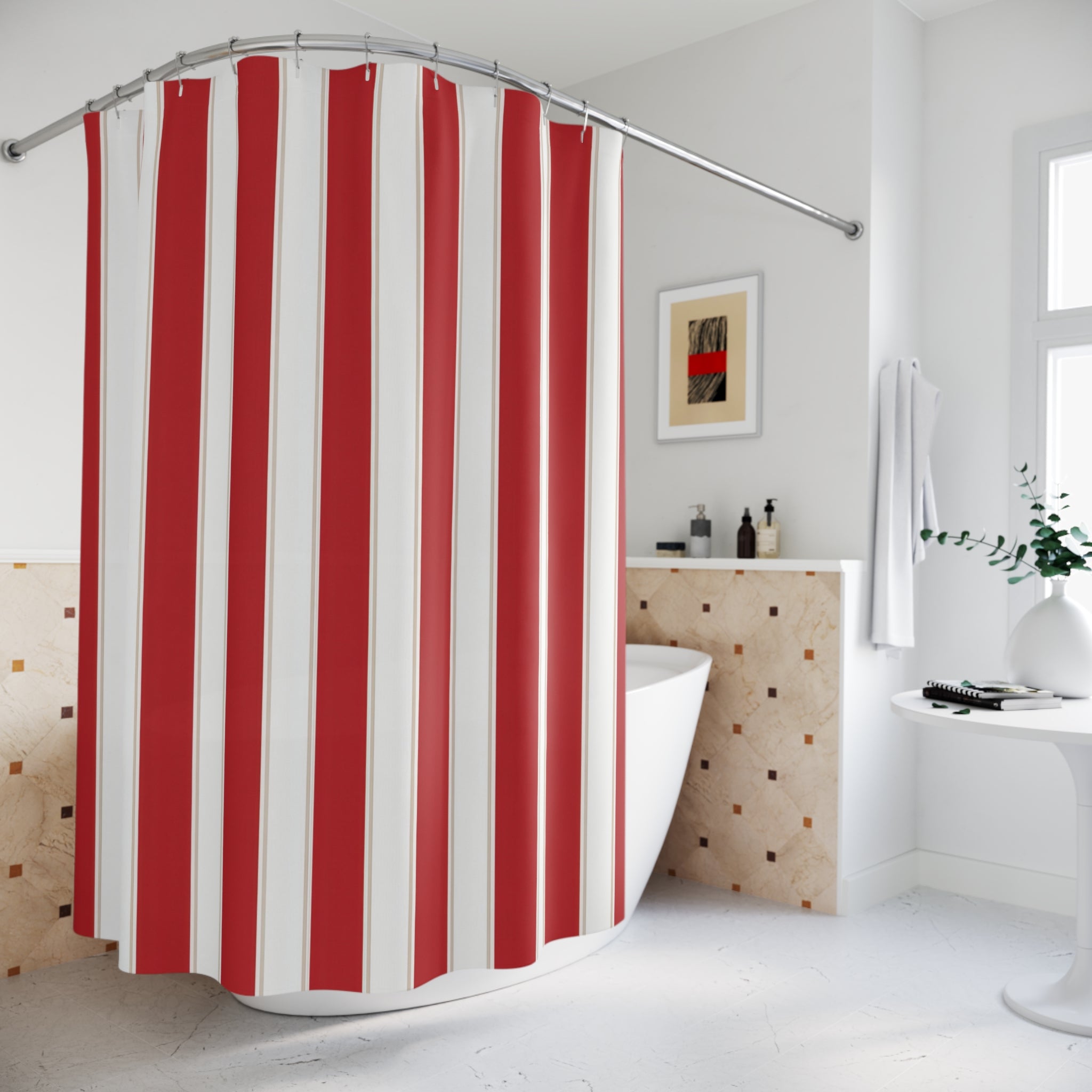 Red and White Striped Shower Curtain: Red Stripe