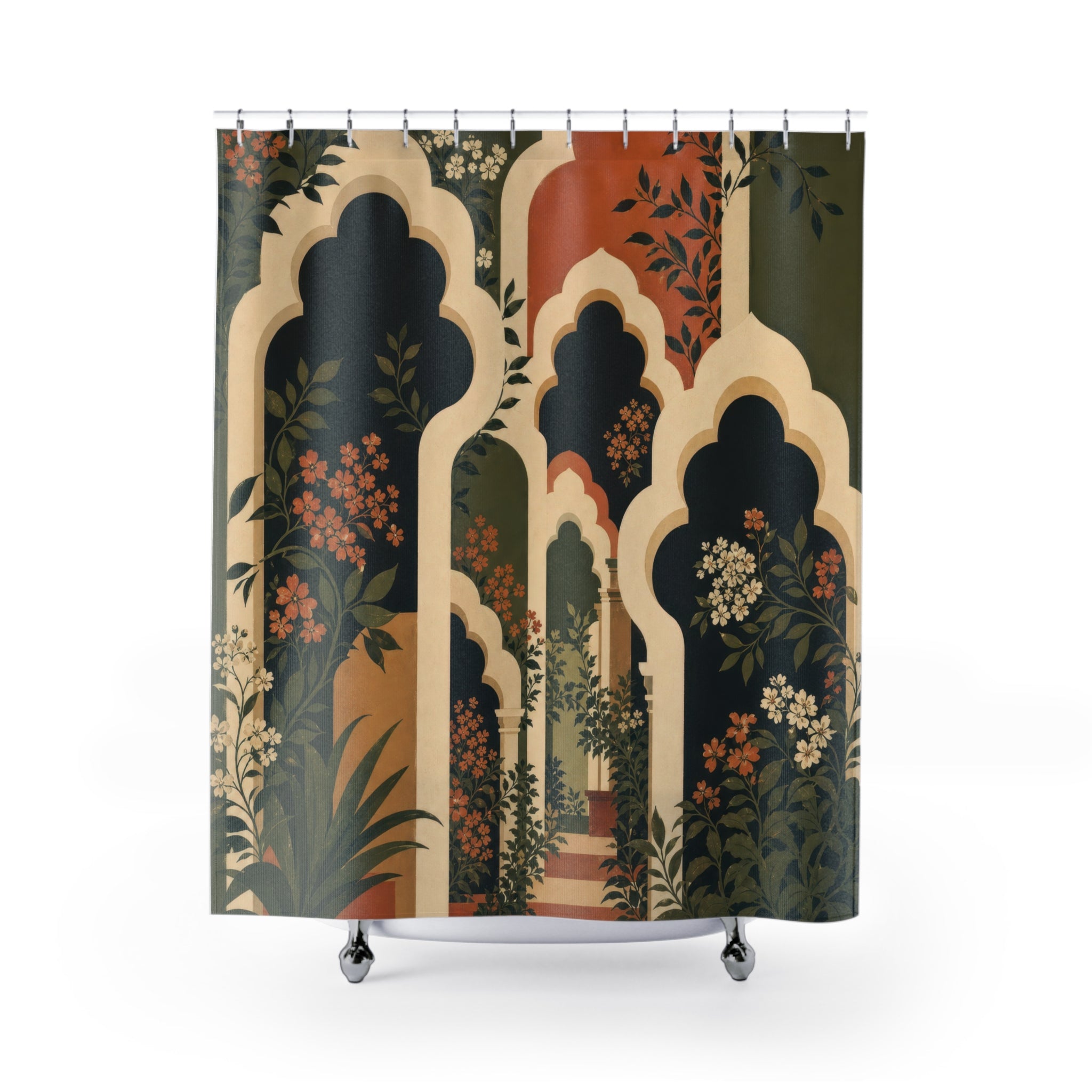 Botanical Garden Arch Scalloped Shower Curtain