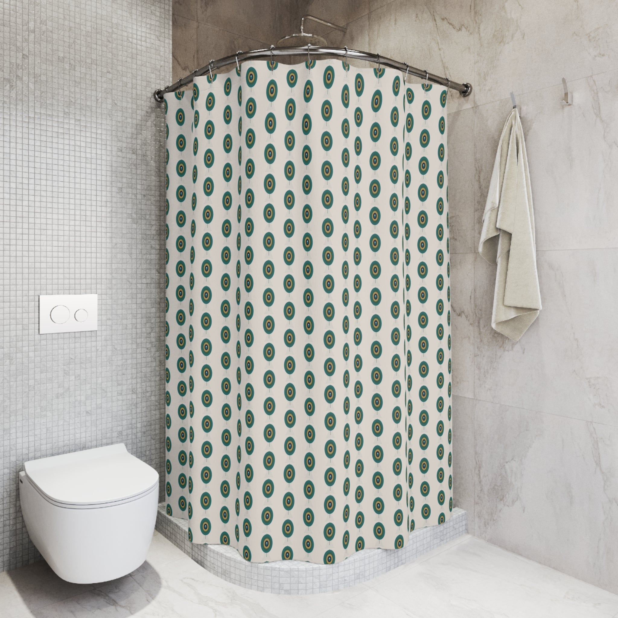 Art Nouveau Peacock Shower Curtain – Teal & Gold