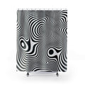 Black White Wavy Line Shower Curtain