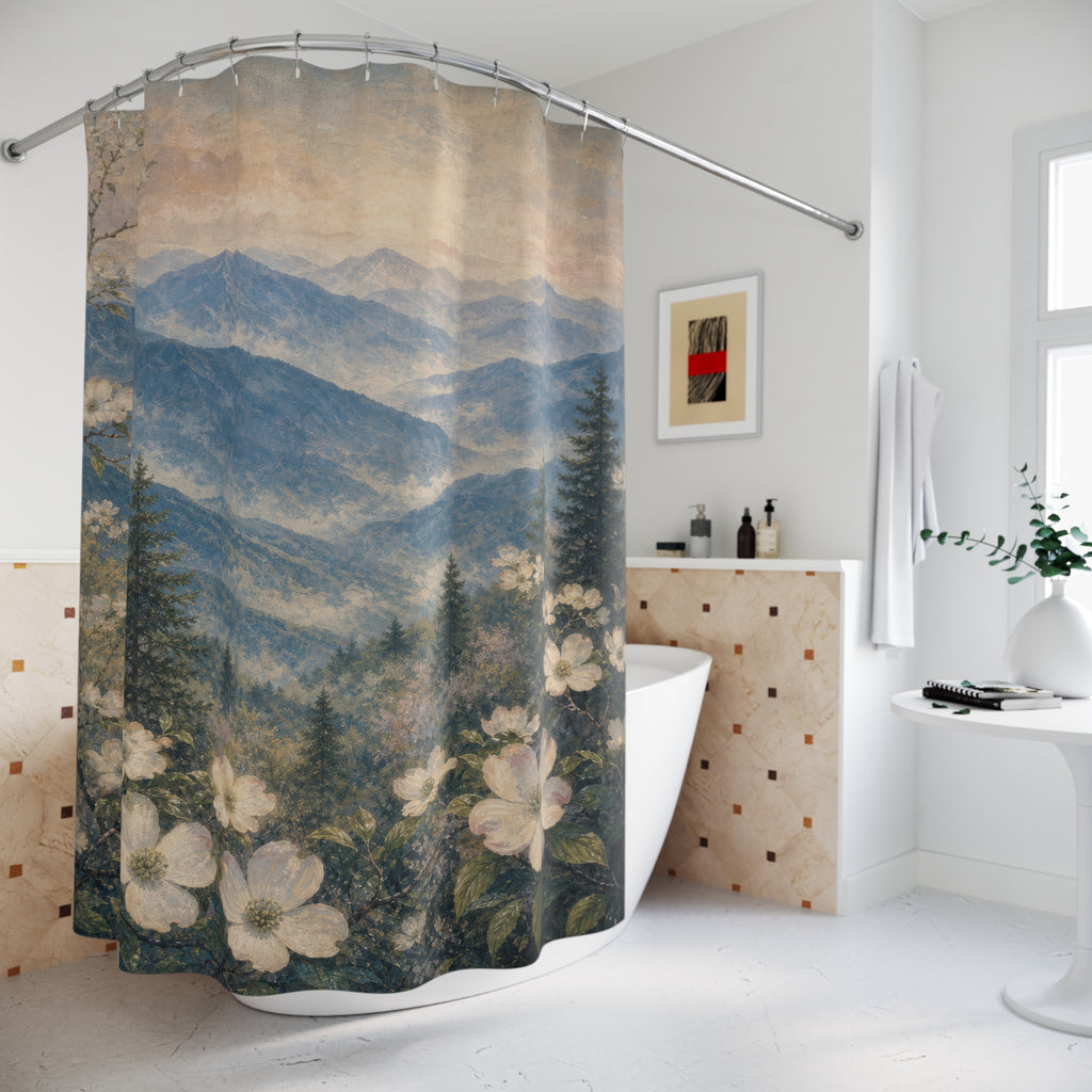 Fresco Dogwood Blue Mountains Shower Curtain