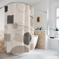 Modern Geometric Shower Curtain — Greige Circles