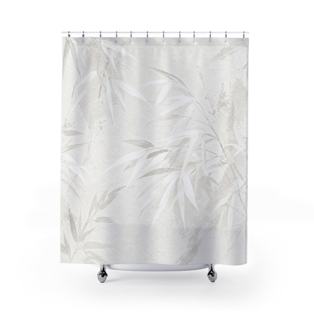White Bamboo Wash Shower Curtain