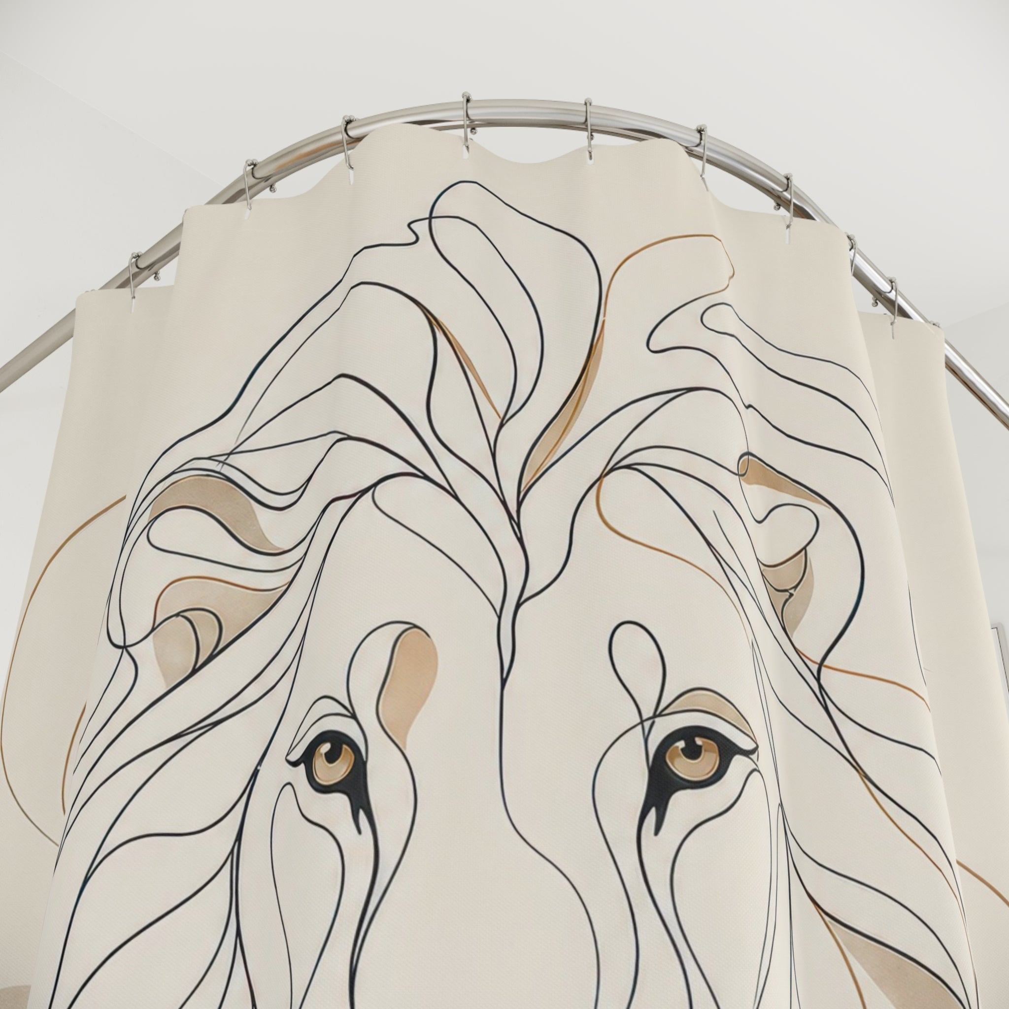 Minimal Line Art Animal Portrait Shower Curtain