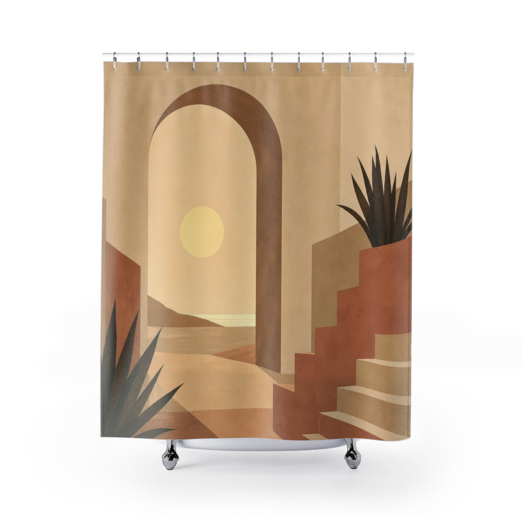 Desert Arch Sun Beige Geometric Shower Curtain