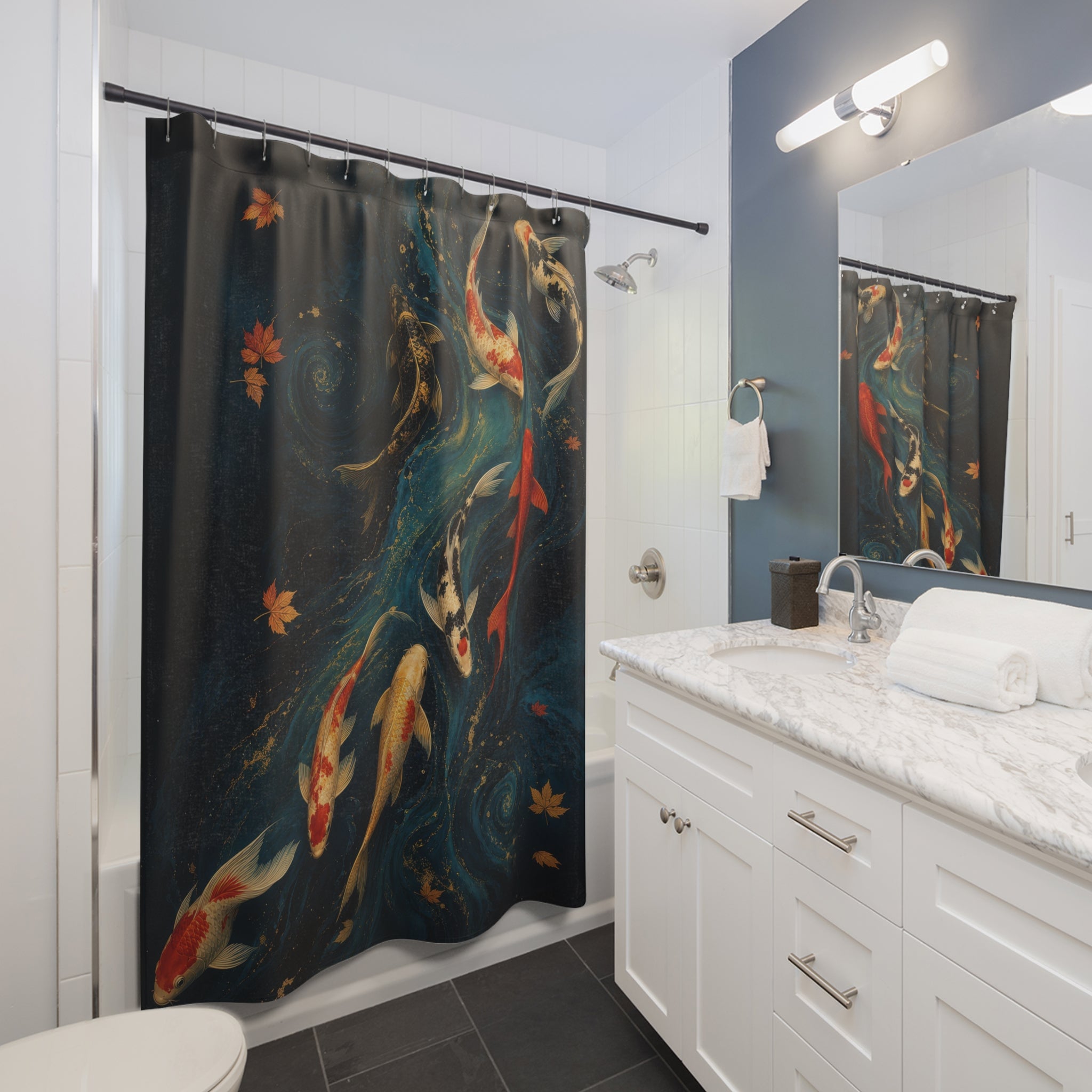 Jewel Koi Elegant Shower Curtain