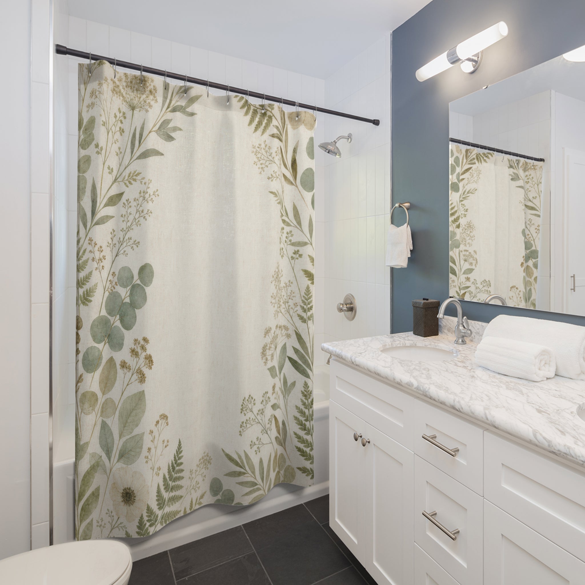 Herbarium Leaf Border Shower Curtain